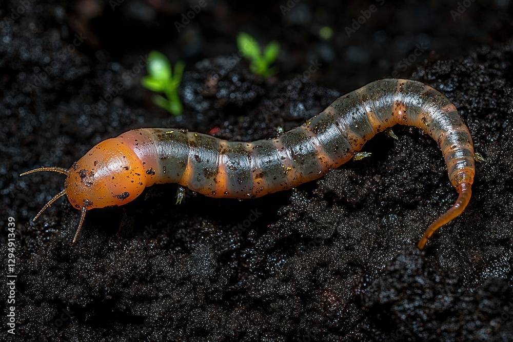 Close-up of Earthworms Mating in Muddy Soil with Smooth Texture and Diffused Lighting Close-up of Earthworms Mating in Muddy Soil with Smooth Texture and Diffused Lighting
