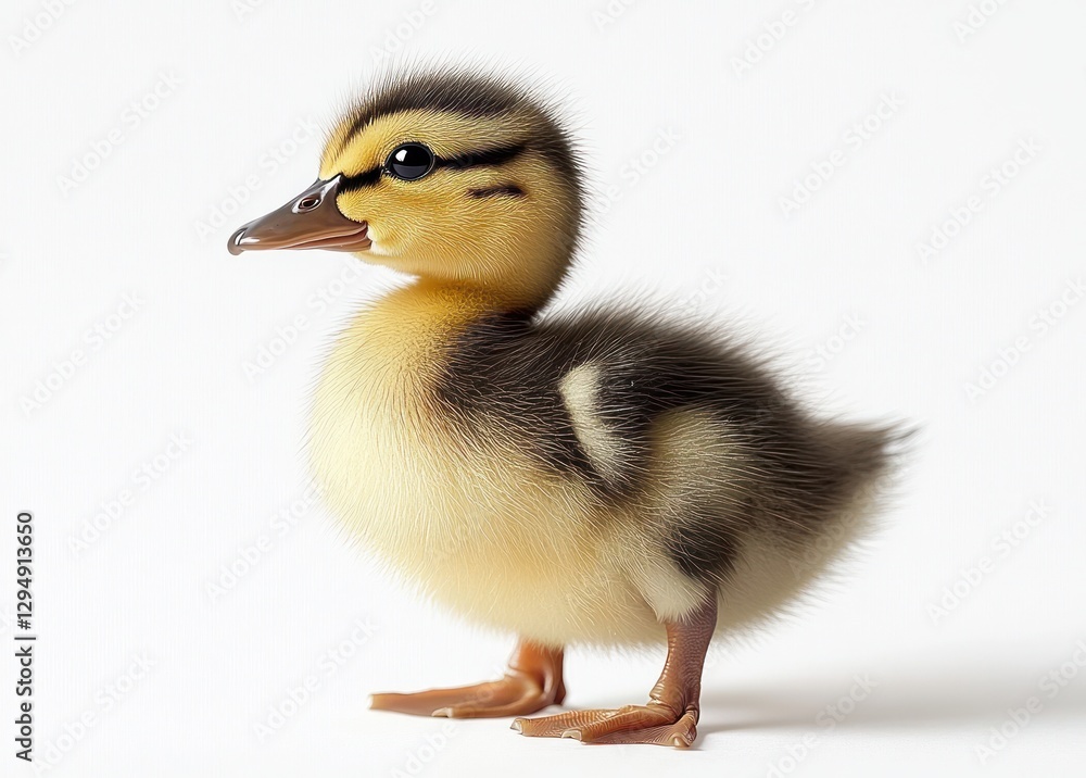 Cute duckling quacking with open beak on white background Cute duckling quacking with open beak on white background