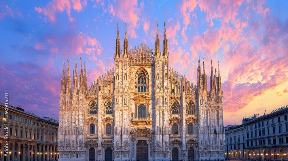 Fototapeta premium Majestic Milan Cathedral at sunset.