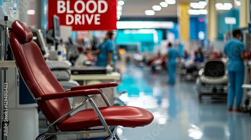 Wallpaper Mural A red donation chair in a vibrant blood drive setting, highlighting the importance of community health efforts. Torontodigital.ca