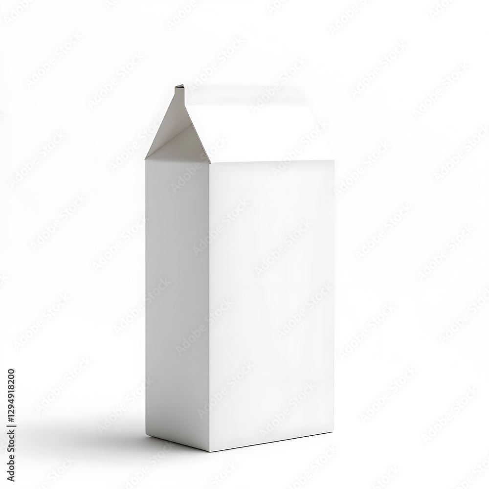 Blank white milk carton, showcasing its clean and simple design, ideal for food and beverage displays, isolated on white background Blank white milk carton, showcasing its clean and simple design, ideal for food and beverage displays, isolated on white background