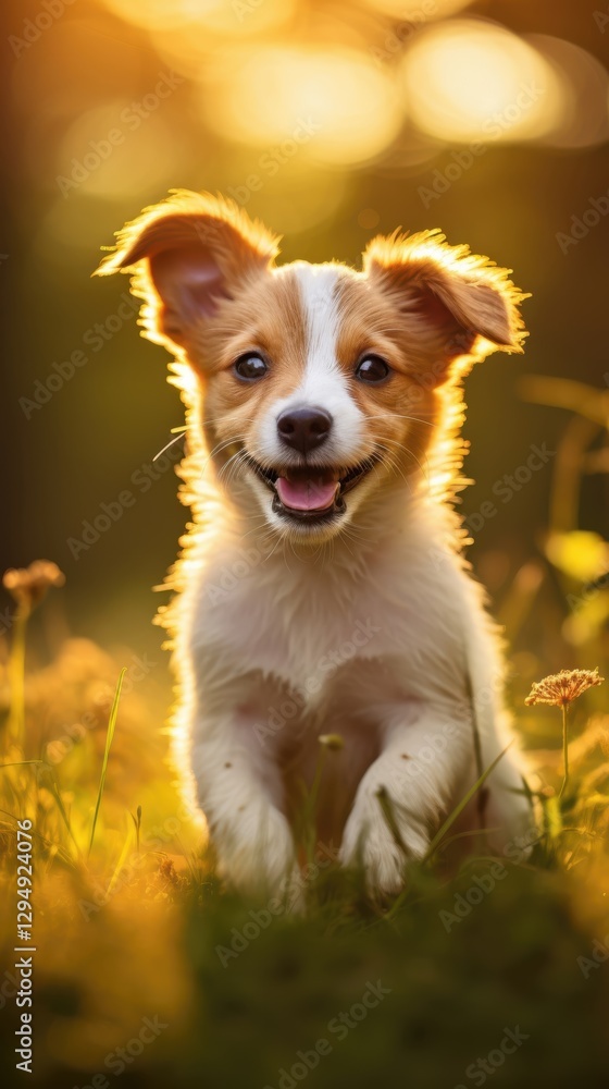 A cheerful puppy running freely across the lawn, its paws kicking up grass as it plays in the fresh air. A cheerful puppy running freely across the lawn, its paws kicking up grass as it plays in the fresh air.
