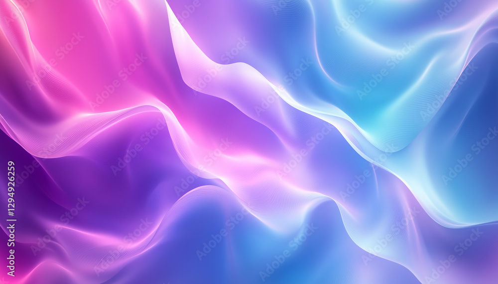 Obraz premium A high-resolution abstract wavy gradient background in vibrant blues and purples, with a soft blur effect.