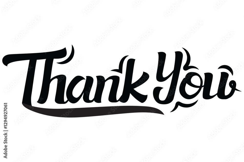 Fototapeta premium Thank you. Thank you calligraphy isolated on white background vintage style word for note, sign, banner. Thanksgiving Day, vintage graphic greeting card banner, poster. Vector illustrator