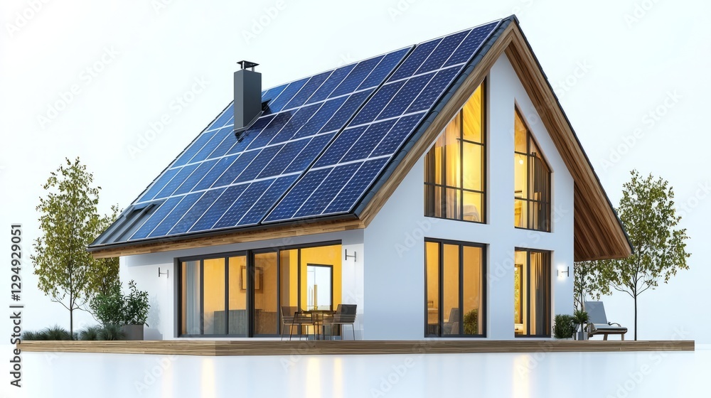 Modern House with Solar Panels and Natural Light Modern House with Solar Panels and Natural Light