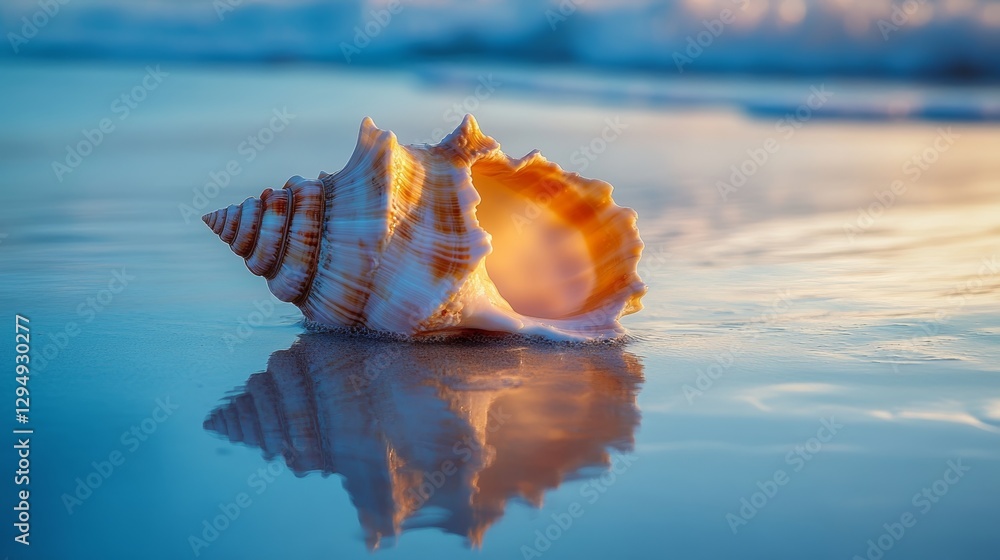 Sea Shell, Conch, Beach Background with Copy Space. Summer Concept Sea Shell, Conch, Beach Background with Copy Space. Summer Concept