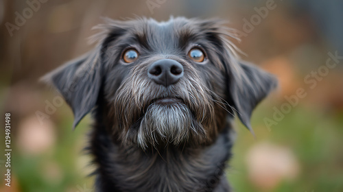 Close-up portrait dog face appears to Funny photo