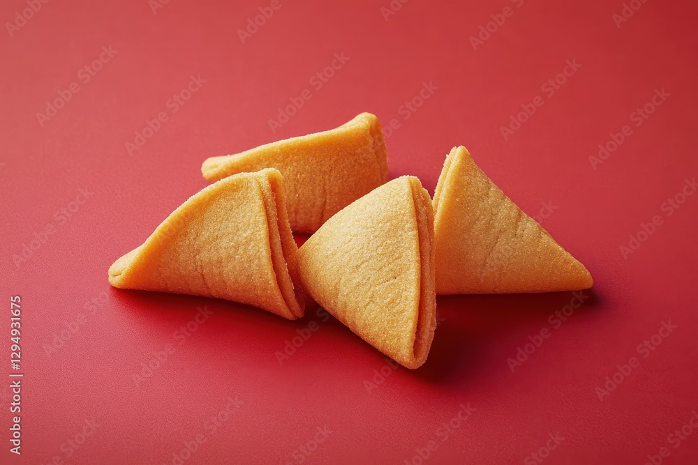 Fortune Cookies on Red Background for Chinese New Year Celebration Fortune Cookies on Red Background for Chinese New Year Celebration