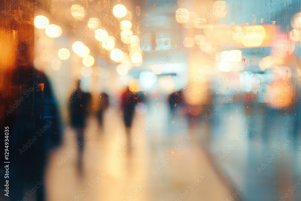 Fototapeta premium Abstract Blur Corridor in Shopping Mall with Bokeh Effect and Impressionist Vibe