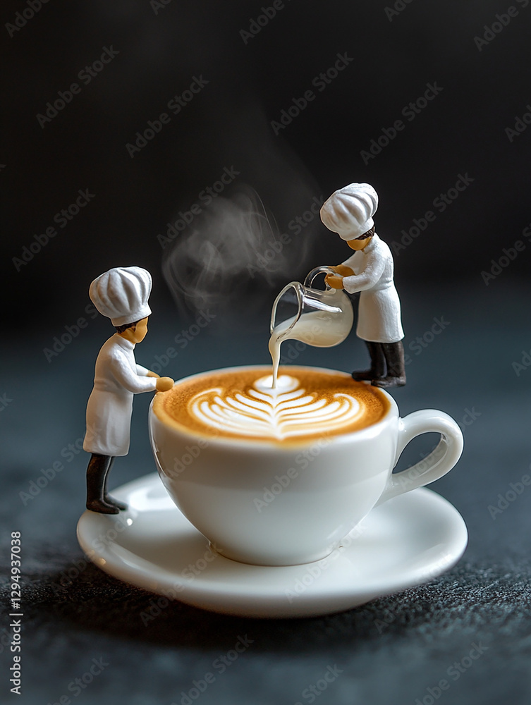 mini barista sur une tasse . IA Generative