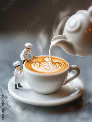 Obraz na płótnie deux mini barista sur une tasse . IA Generative w salonie