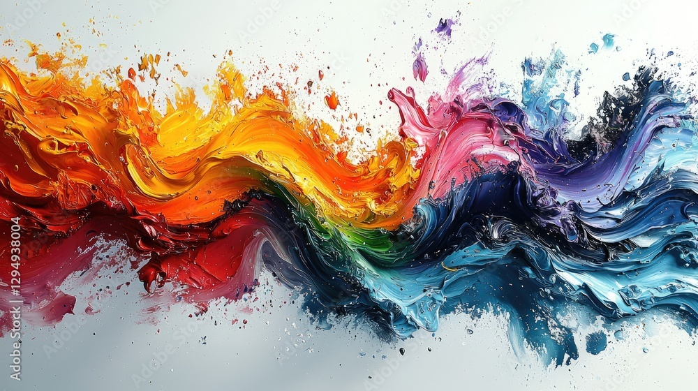 Vibrant abstract swirl of colorful paint blending seamlessly on a white background Vibrant abstract swirl of colorful paint blending seamlessly on a white background