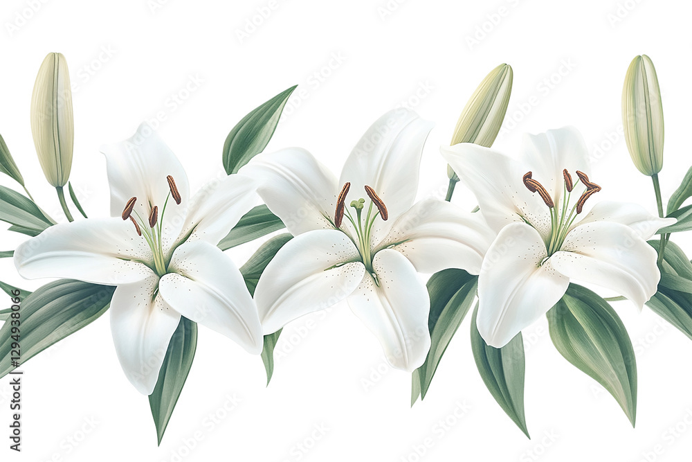 Obraz premium Elegant White Lilies: A Floral Masterpiece