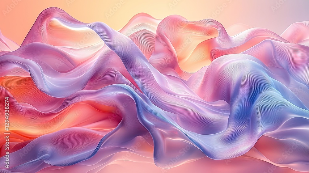 Obraz premium Abstract flowing fabric texture in soft pastel colors with a smooth gradient background