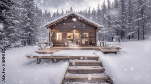 Wallpaper Mural cottage in the snow Torontodigital.ca