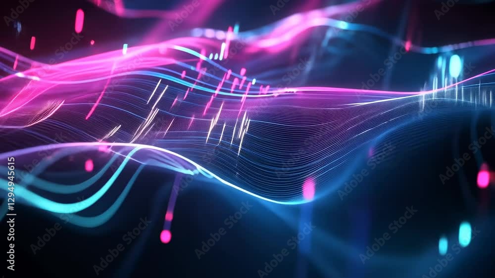 Abstract Neon Wave Digital Art: Vibrant Pink and Blue Cyberspace Landscape Abstract Neon Wave Digital Art: Vibrant Pink and Blue Cyberspace Landscape