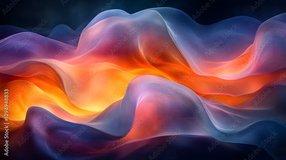 Obraz premium A Captivating Abstract Landscape of Flowing Organic Shapes and Fluid Forms Enhanced by Dynamic Lighting and Contrasting Colors