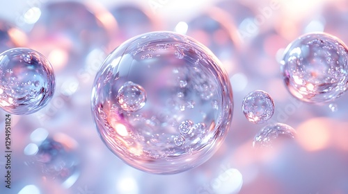 Wallpaper Mural A Close-Up Exploration of Floating Transparent Spheres Filled with Iridescent Liquid Illuminated Against a Bright White Background Torontodigital.ca