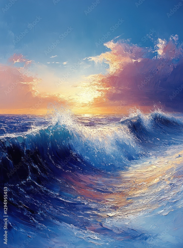 Fototapeta premium Turquoise Ocean Wave Foam Texture Bright Summer Splash Motion Water Surface