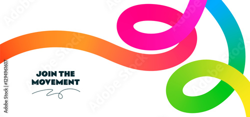 Abstract Color Lines with Gradient. Vector Background with 3D Wavy Ribbons. Pattern with Curved Rainbow Shapes