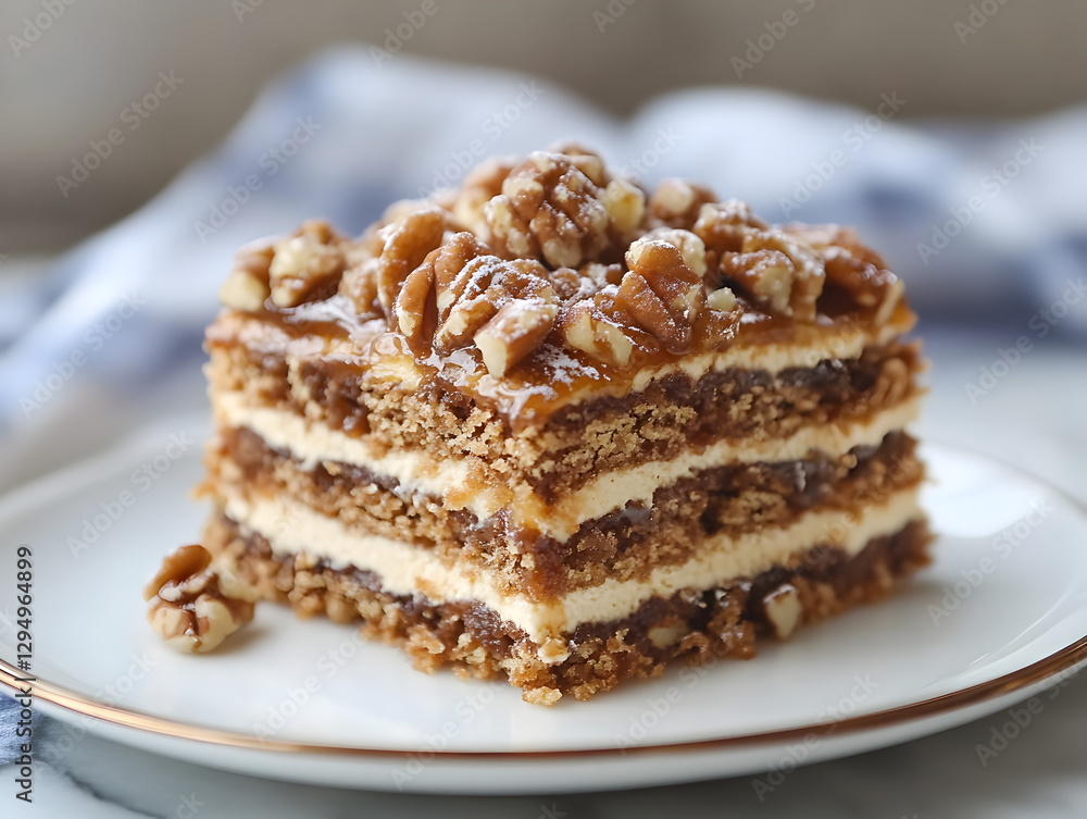 A light and airy Hungarian Dobos torte with caramelized sugar topping. A light and airy Hungarian Dobos torte with caramelized sugar topping.