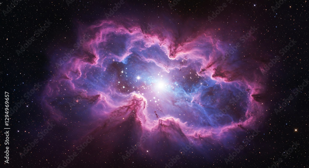 Abstract cosmic nebula with swirling gas clouds and glowing stars Abstract cosmic nebula with swirling gas clouds and glowing stars
