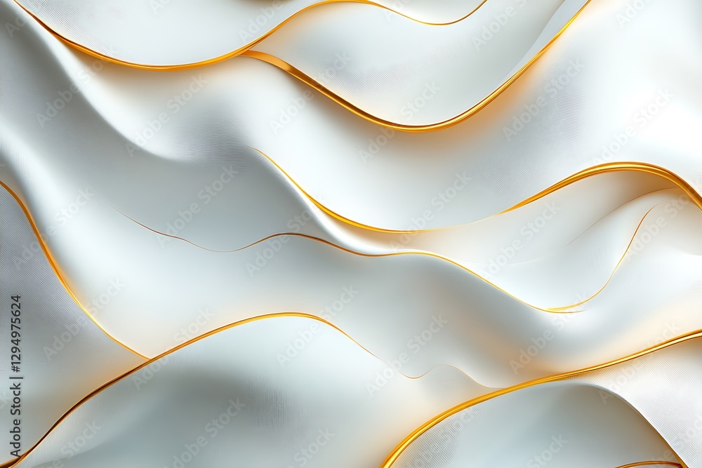 Obraz premium White gold waves abstract background