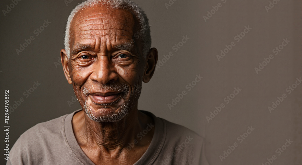 Smiling elderly man with gray hair against a neutral background Smiling elderly man with gray hair against a neutral background
