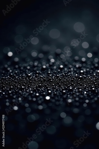 Intense black glitter; dense, reflective texture , material, black