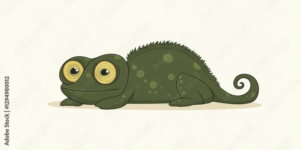 Obraz premium Adorable Cartoon Chameleon: A Whimsical Illustration