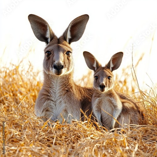 Wallpaper Mural Kangaroo Family in Golden Grassland Torontodigital.ca