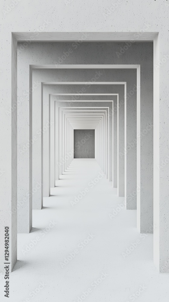 Abstract White Concrete Tunnel Architecture