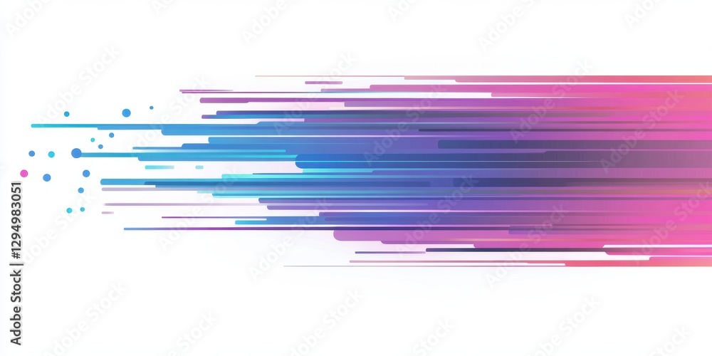 Fototapeta premium Abstract Speed Lines: A vibrant digital art piece showcasing dynamic motion and energy through colorful streaks and dots on a white background.