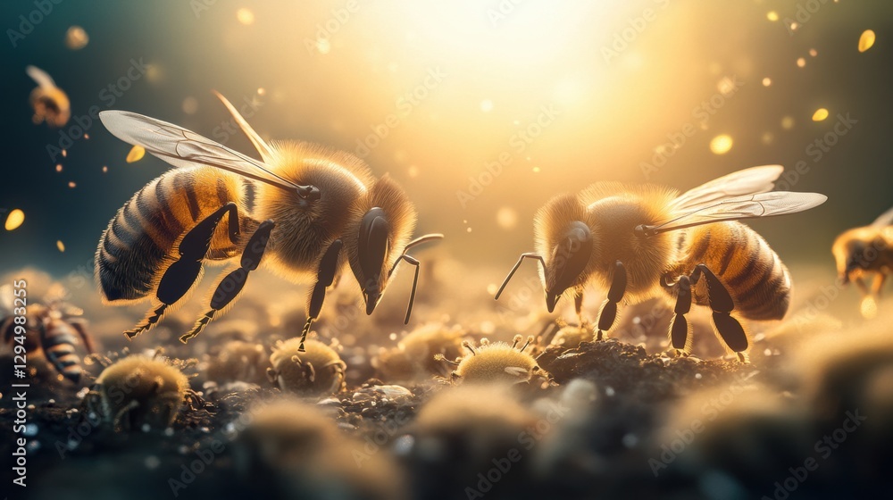Crowded honey bee colony seamless closeup view. Crowded honey bee colony seamless closeup view.