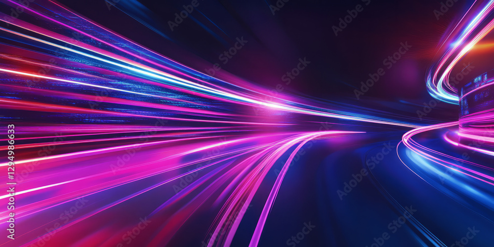 A surreal abstract background showcasing energetic light trails streaking across a cybernetic landscape. The high-speed neon flow and vibrant reflections create a futuristic, dynamic visual experience A surreal abstract background showcasing energetic light trails streaking across a cybernetic landscape. The high-speed neon flow and vibrant reflections create a futuristic, dynamic visual experience
