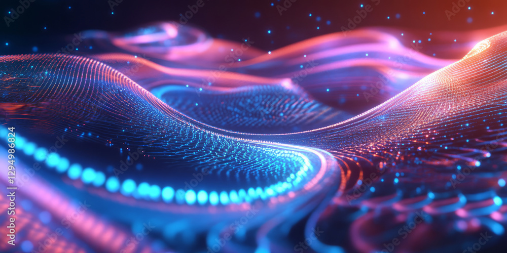 A surreal 3D abstract background featuring glowing holographic rings forming intricate digital waveforms. The neon reflections and deep space aesthetic create a mesmerizing futuristic composition. A surreal 3D abstract background featuring glowing holographic rings forming intricate digital waveforms. The neon reflections and deep space aesthetic create a mesmerizing futuristic composition.