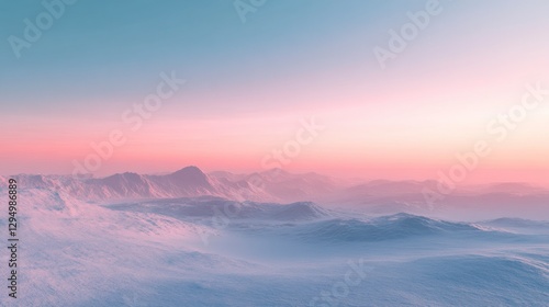 Mystical Mountain Vista: An ethereal panorama unfolds, revealing a dreamlike mountainous landscape beneath a pastel-hued sky, casting a spell of serenity.