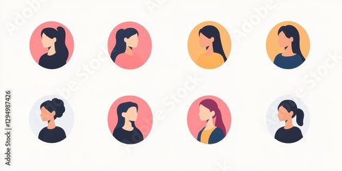 Collection of Female Profile Icons: Diverse Women's Portraits