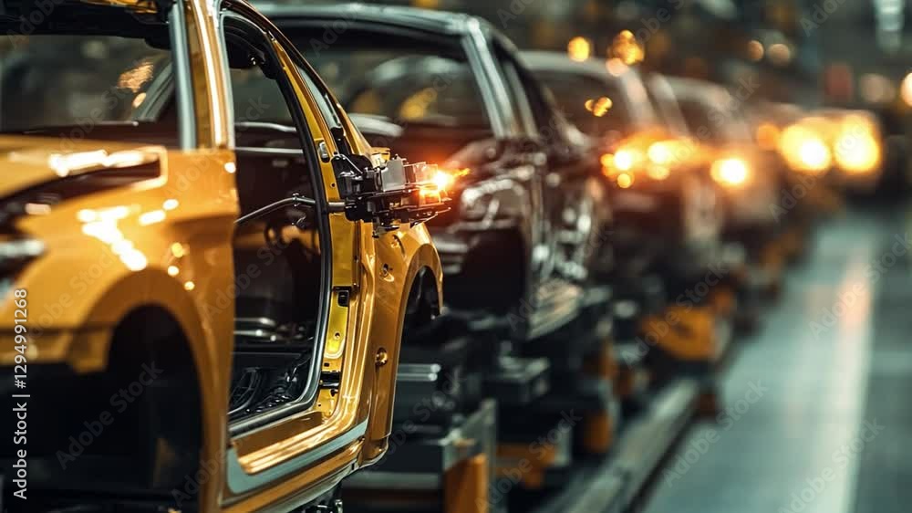 Automobile Production Line: Capturing the dynamism of an automotive factory, highlighting the assembly line process with newly manufactured vehicles. Automobile Production Line: Capturing the dynamism of an automotive factory, highlighting the assembly line process with newly manufactured vehicles.