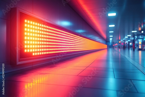 Illuminated Modern Airport Security Check Sign Hanging from Terminal Ceiling