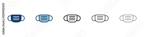 Mask icon vector isolated on white background. Man face with mask icon. Safety breathing masks. Industrial safety N95 mask. Medical mask vector icon.