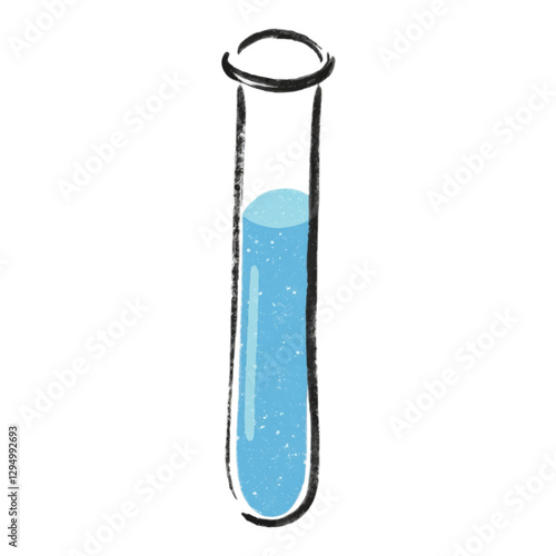 Illustration of a Chemistry Test Tube with Liquid Isolated on White Background.