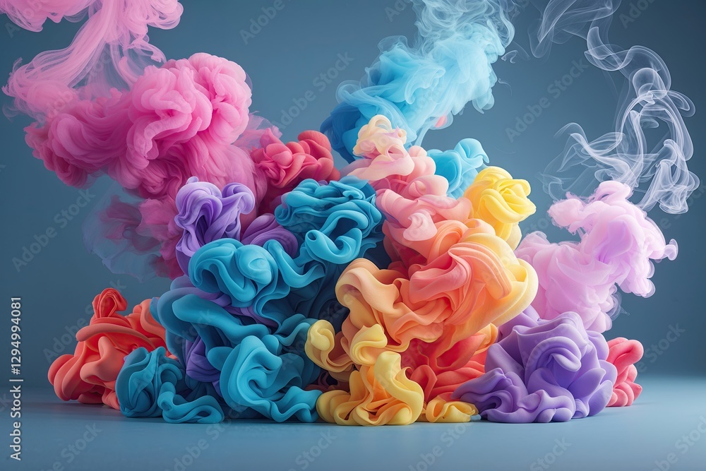 Obraz premium Vibrant Colorful Whimsical Smoke Plumes for Playful Backgrounds and Modern Designs