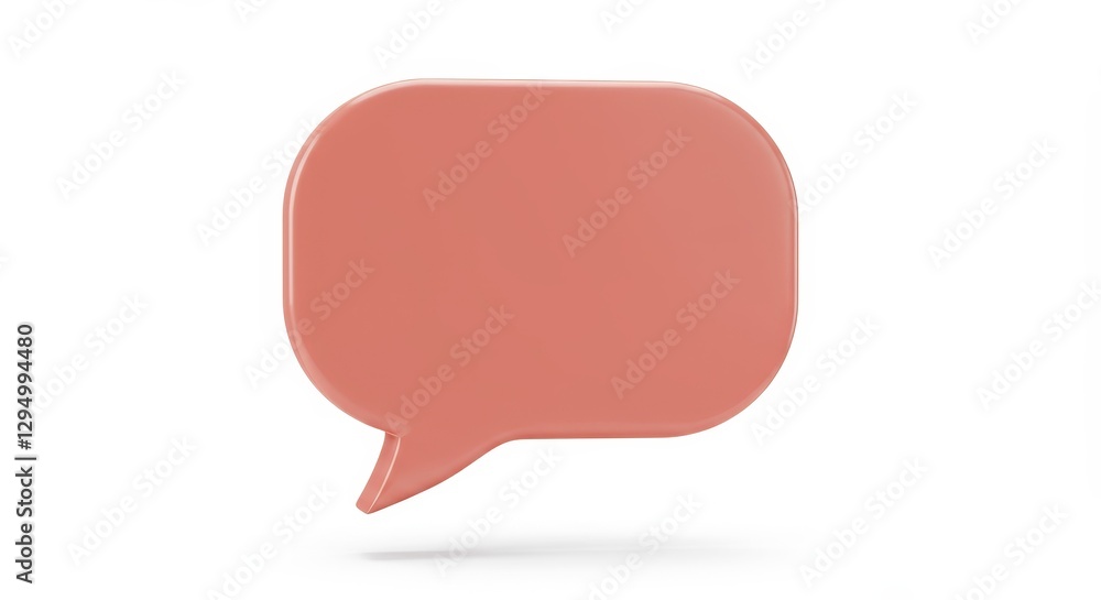 Salmon Pink Speech Bubble: A 3D Render of a Blank Communication Icon Salmon Pink Speech Bubble: A 3D Render of a Blank Communication Icon