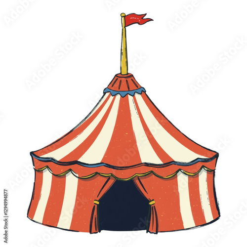 Illustration of a Circus Tent with Banners isolated on White Background.