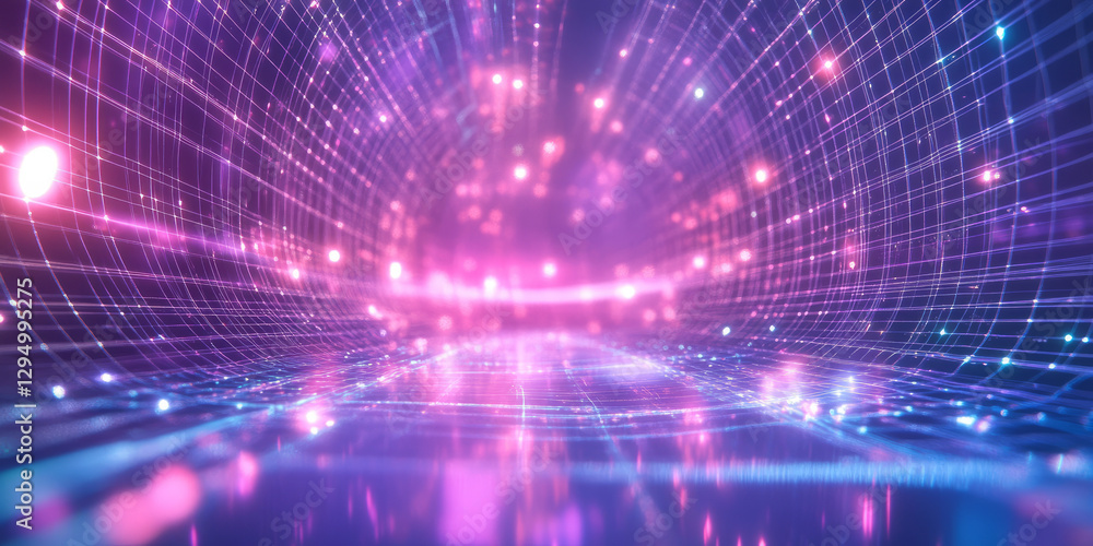 A surreal abstract background with softly glowing holographic grids dynamically forming intricate light distortions in a futuristic digital expanse. The radiant transparency and seamless reflections A surreal abstract background with softly glowing holographic grids dynamically forming intricate light distortions in a futuristic digital expanse. The radiant transparency and seamless reflections