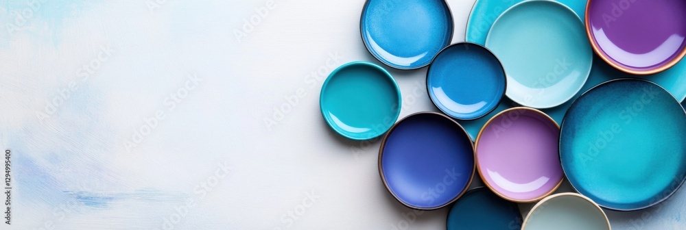 Gradient geometric forms in blue to purple shades arranged on a white background Gradient geometric forms in blue to purple shades arranged on a white background
