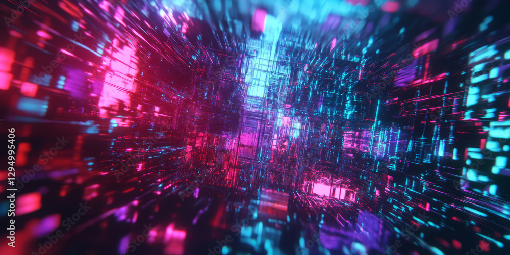 A visually stunning abstract background with neon-glitched distortions forming an intricate cyberpunk digital effect. The shifting holographic reflections enhance the immersive futuristic aesthetic. A visually stunning abstract background with neon-glitched distortions forming an intricate cyberpunk digital effect. The shifting holographic reflections enhance the immersive futuristic aesthetic.