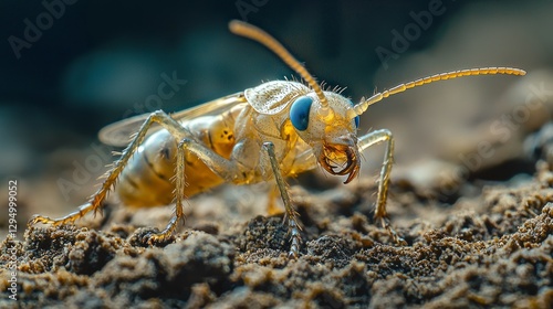 Close-Up of a Beautiful Yellow Insect on Ground