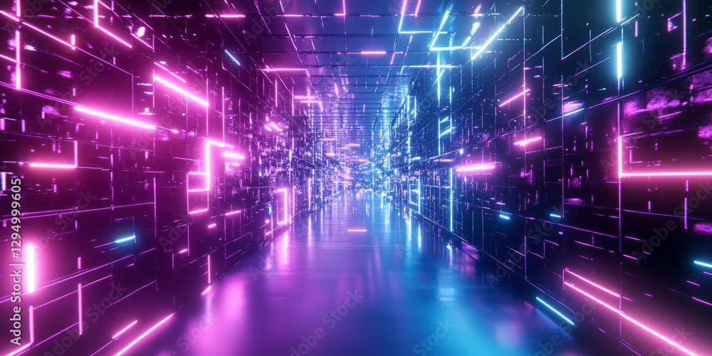 A surreal abstract background featuring infinite holographic neon grids forming a seamless cybernetic network. The softly pulsating reflections and smooth transitions create an immersive futuristic A surreal abstract background featuring infinite holographic neon grids forming a seamless cybernetic network. The softly pulsating reflections and smooth transitions create an immersive futuristic